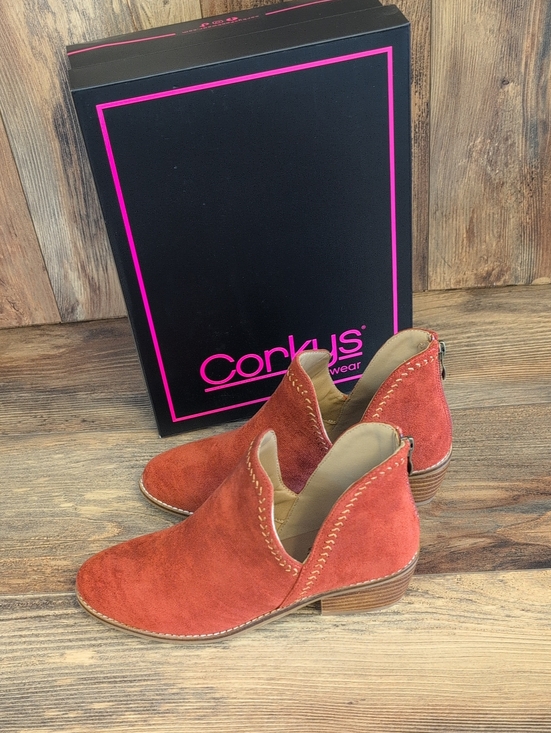 Corkys Shoes - Corkys Rust Faux Suede Cutout Ankle Bluffin Bootie Boots NIB 7       578A
